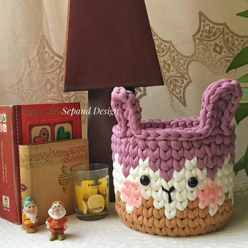 Recycled (t-shirt) yarn basket- Bunny-103