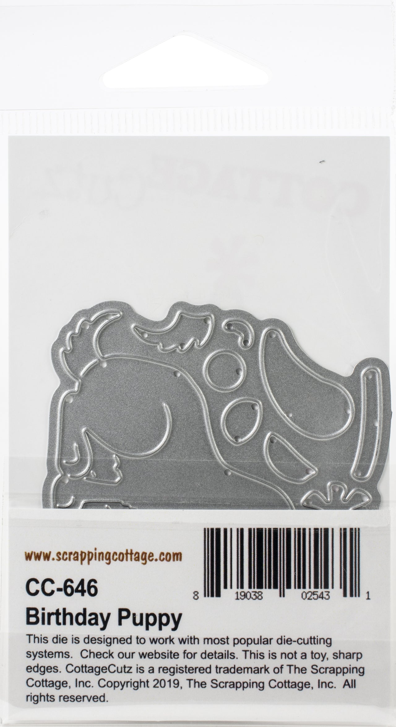 CottageCutz Dies - Birthday Puppy, 2.5"X2.5"