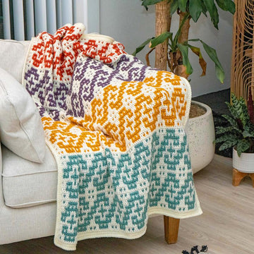 Waves Mosaic Crochet Blanket