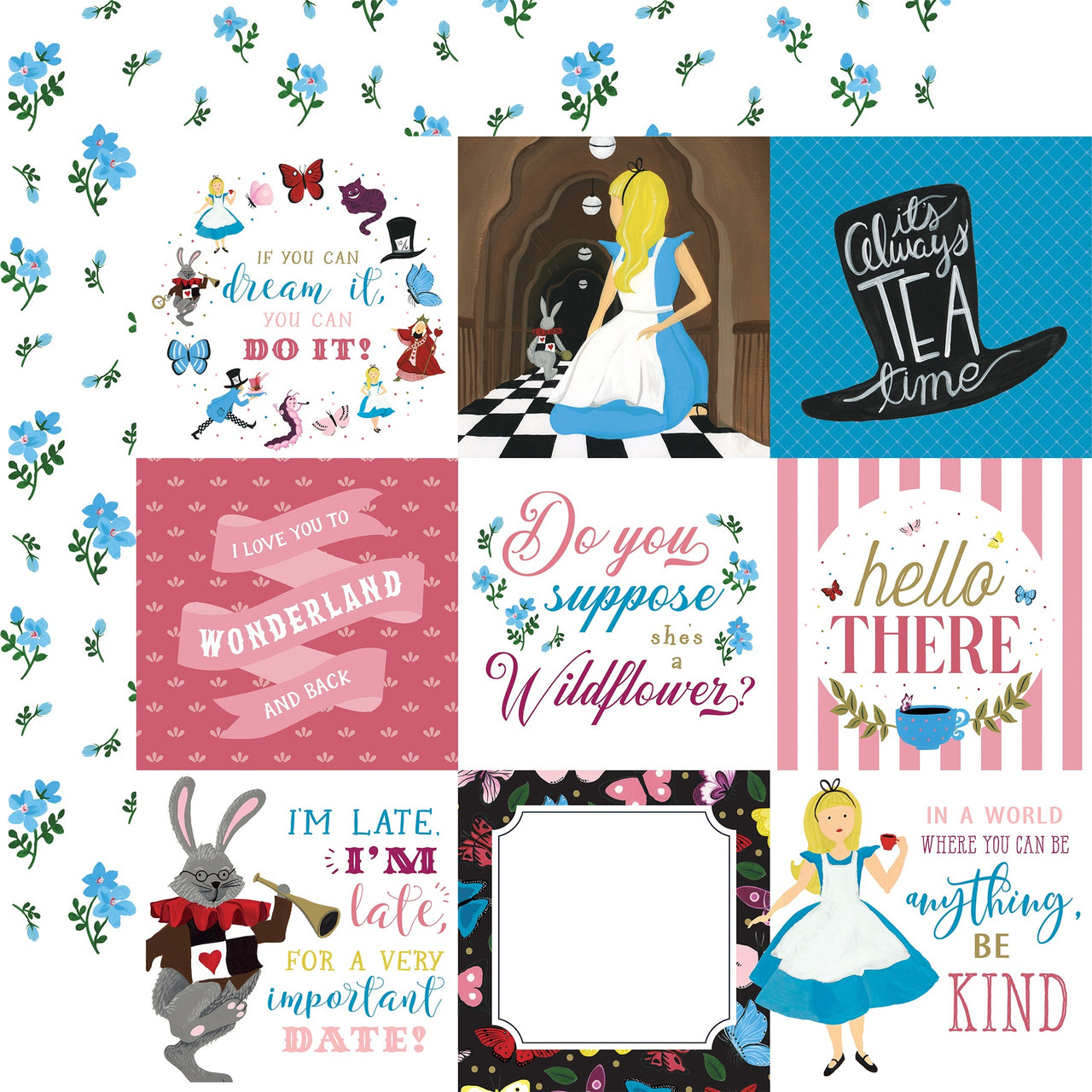 Echo Park Paper Alice In Wonderland No. 2 Double-Sided Cardstock 12"X12" 25/Pkg - 4"X4" Journaling Cards