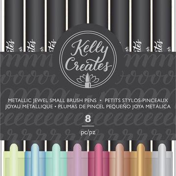 American Crafts Kelly Creates Small Brush Pens 8/Pkg - Metallic Jewel