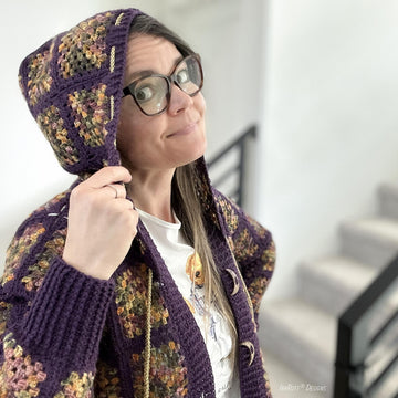 Dolman Hoodie Granny Square Cardigan