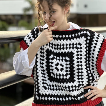 Black and white vest