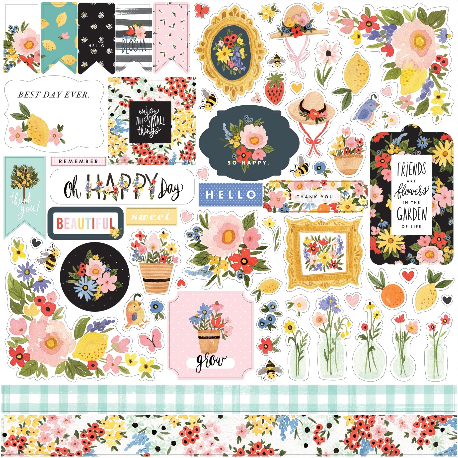 Echo Park Paper Oh Happy Day Spring Cardstock Stickers 12"X12" - Elements