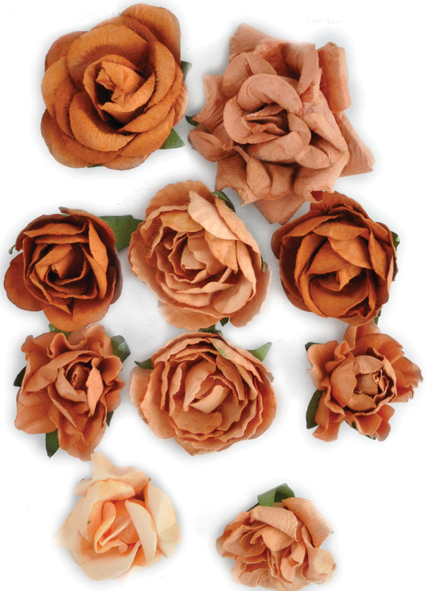 Kaisercraft Paper Blooms 10/Pkg - Terra Cotta, 1" - 1.5"