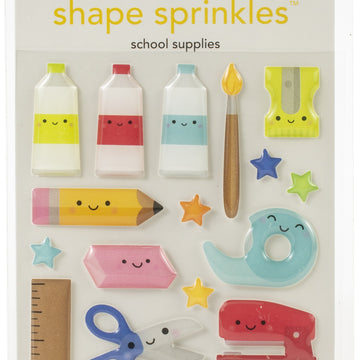 Doodlebug Sprinkles Adhesive Glossy Enamel Shapes - School Supplies, School Days