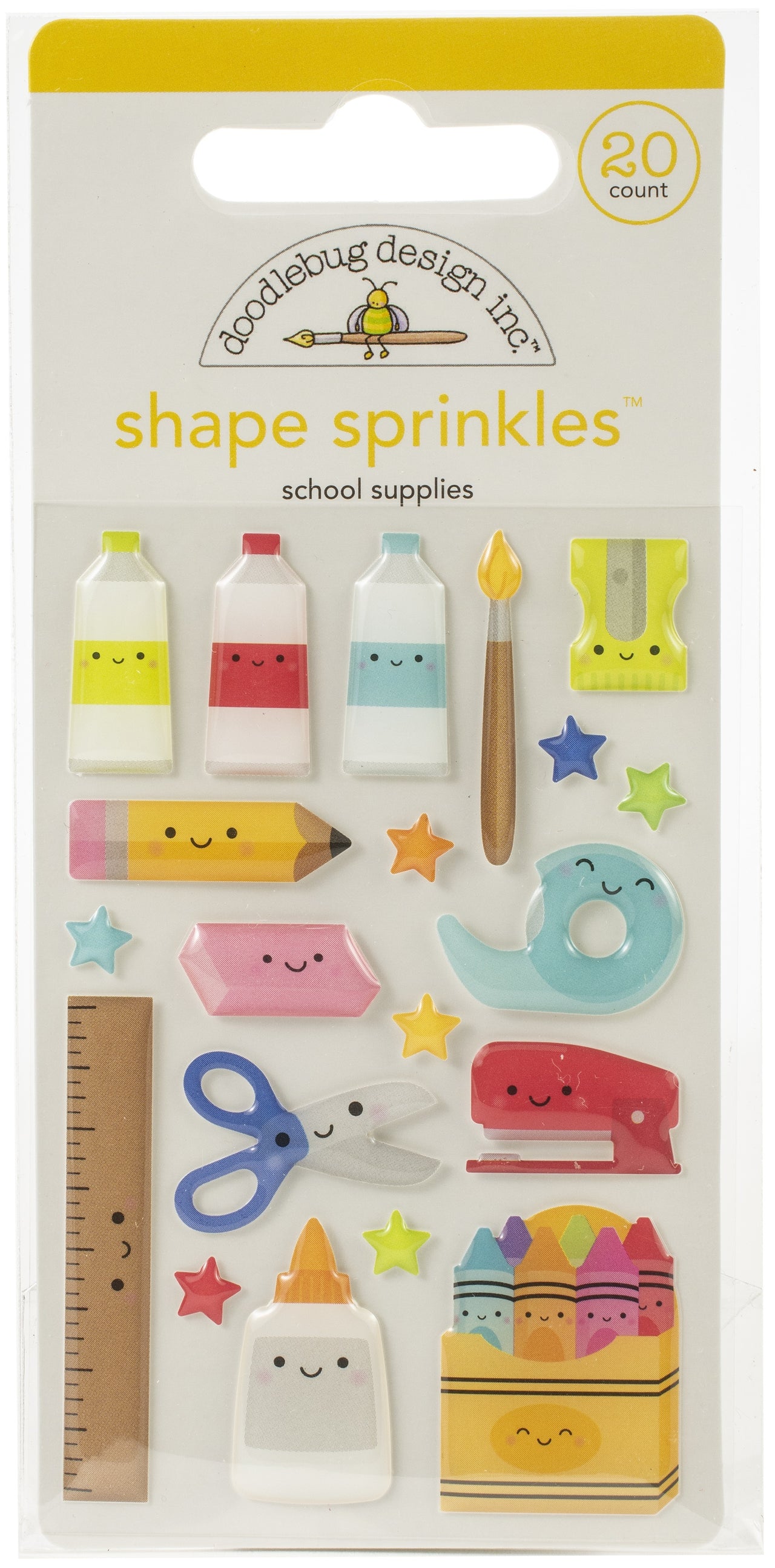 Doodlebug Sprinkles Adhesive Glossy Enamel Shapes - School Supplies, School Days