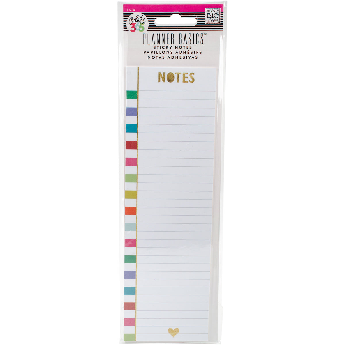 Happy Planner Sticky Note Pad W/20 Sheets 8"X2.5" - Bright
