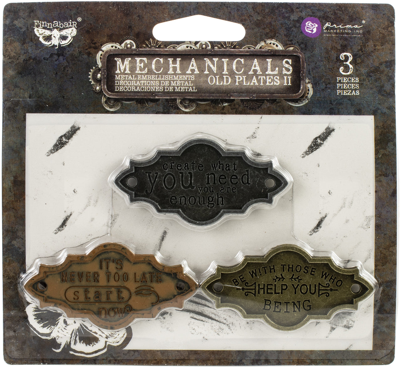Prima Marketing Finnabair Mechanicals Metal Embellishments - Old Plates II 3/Pkg