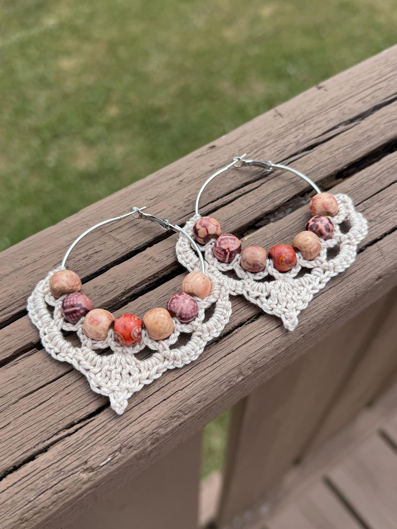 141 Hoop Beaded Crochet Earrings