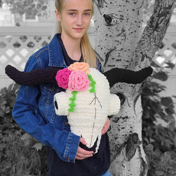 Desert Rose Skull Pillow