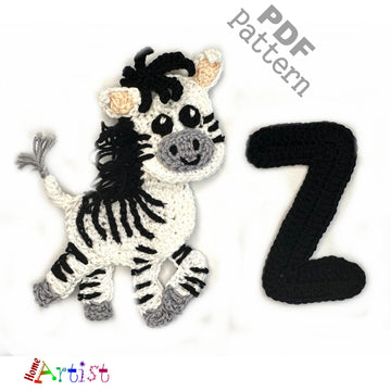 Crochet Animal Alphabet Z Zebra pattern