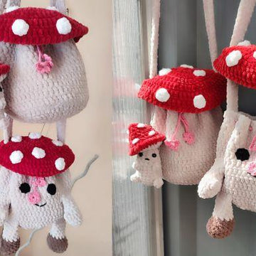 Crochet mushroom bag pattern, fly agaric handbag