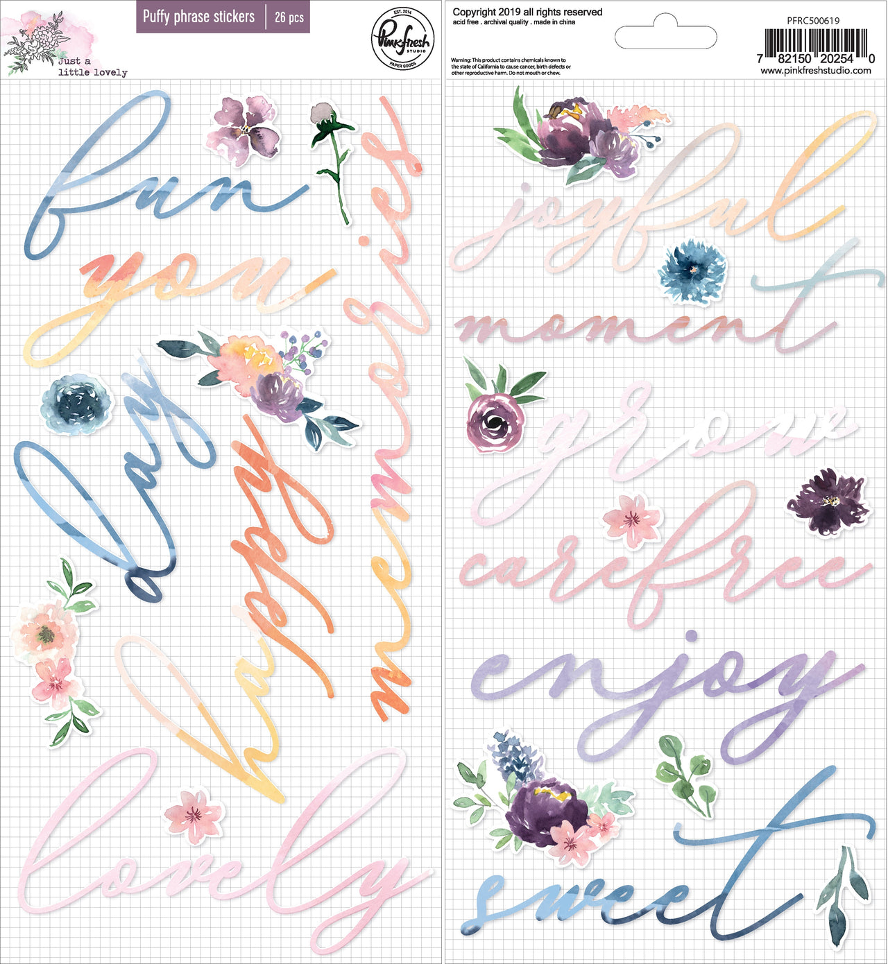 Pinkfresh Studio PinkFresh Puffy Phrase Stickers - Just A Little Lovely, 26/Pkg