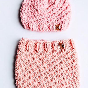 Spiral Snow Bunny Hat and Cowl
