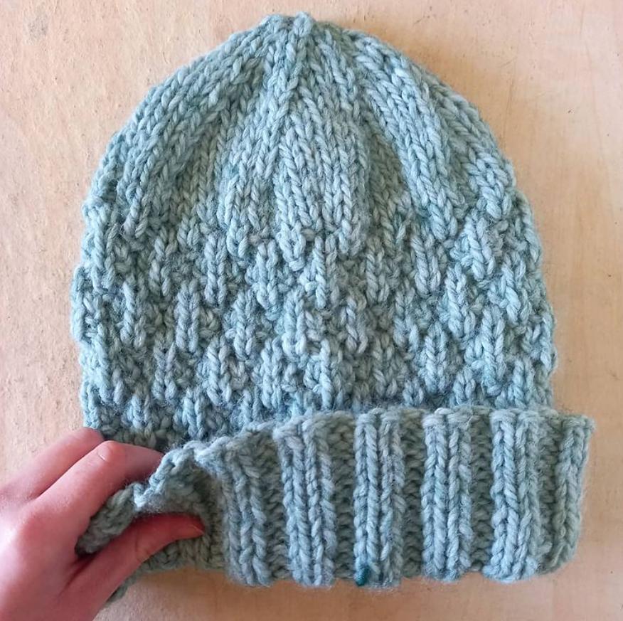 Chunky Hat on Straight Needles (#1): Seersucker