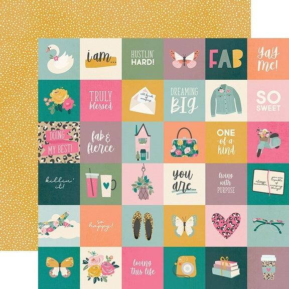 Simple Stories I Am Double-Sided Cardstock 12"X12" 25/Pkg - 2"X2" Elements
