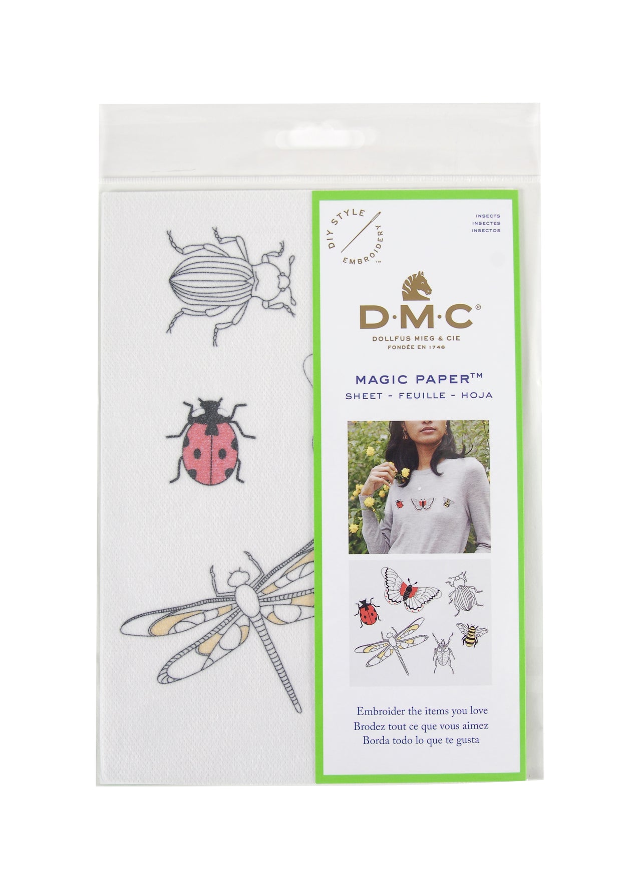 DMC Magic Paper Insects Embroidery Sheet