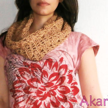 Sandglass crochet infinity scarf by Akari mc_ C06