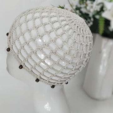 Beaded Net Mesh Beach Hat