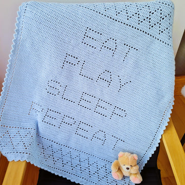 Eat Play Sleep Repeat Filet Blanket