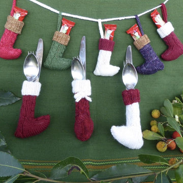 Christmas Elf Stocking Advent Garland & Cutlery Holders