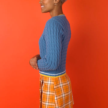 Collegiate Cable Sweater - Free Knitting Pattern For Women in Paintbox Yarns Baby DK