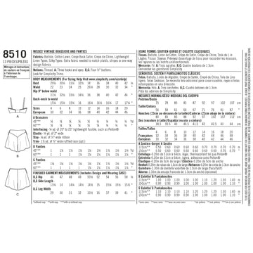 Simplicity Pattern 8510 Miss Vintage Brassiere & Panties 8510 - Sewing Pattern