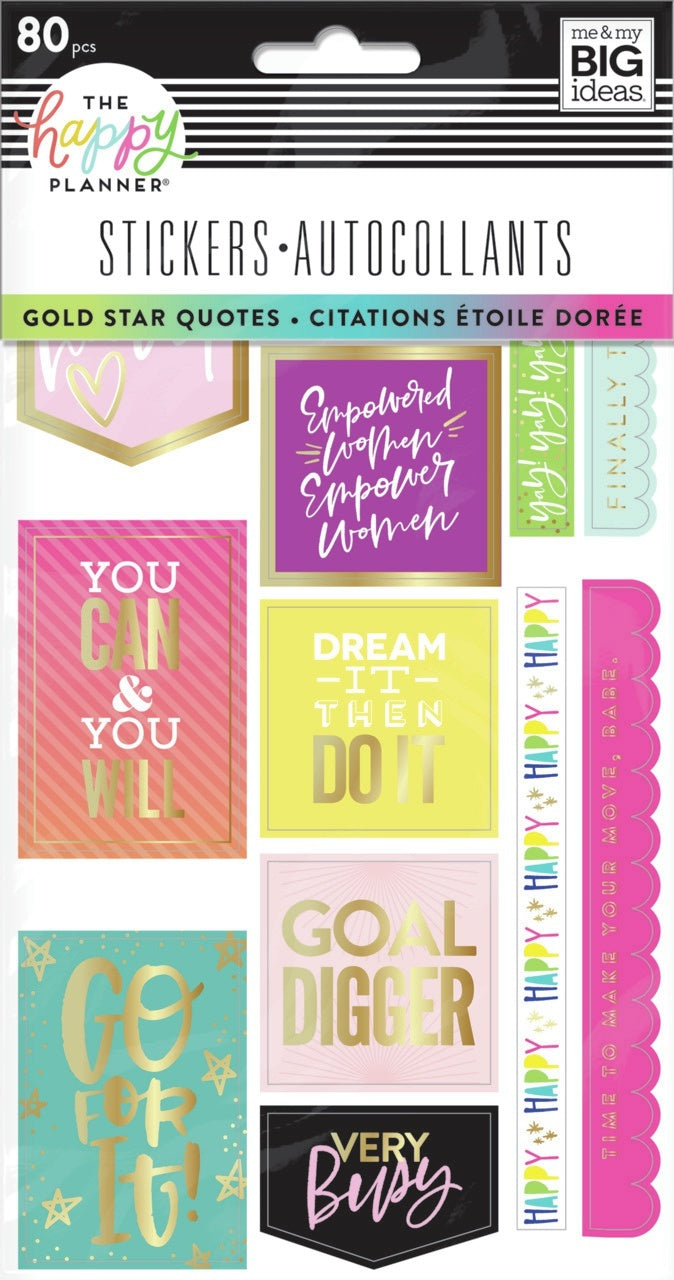 Happy Planner Stickers 5/Sheets - Gold Star Quotes