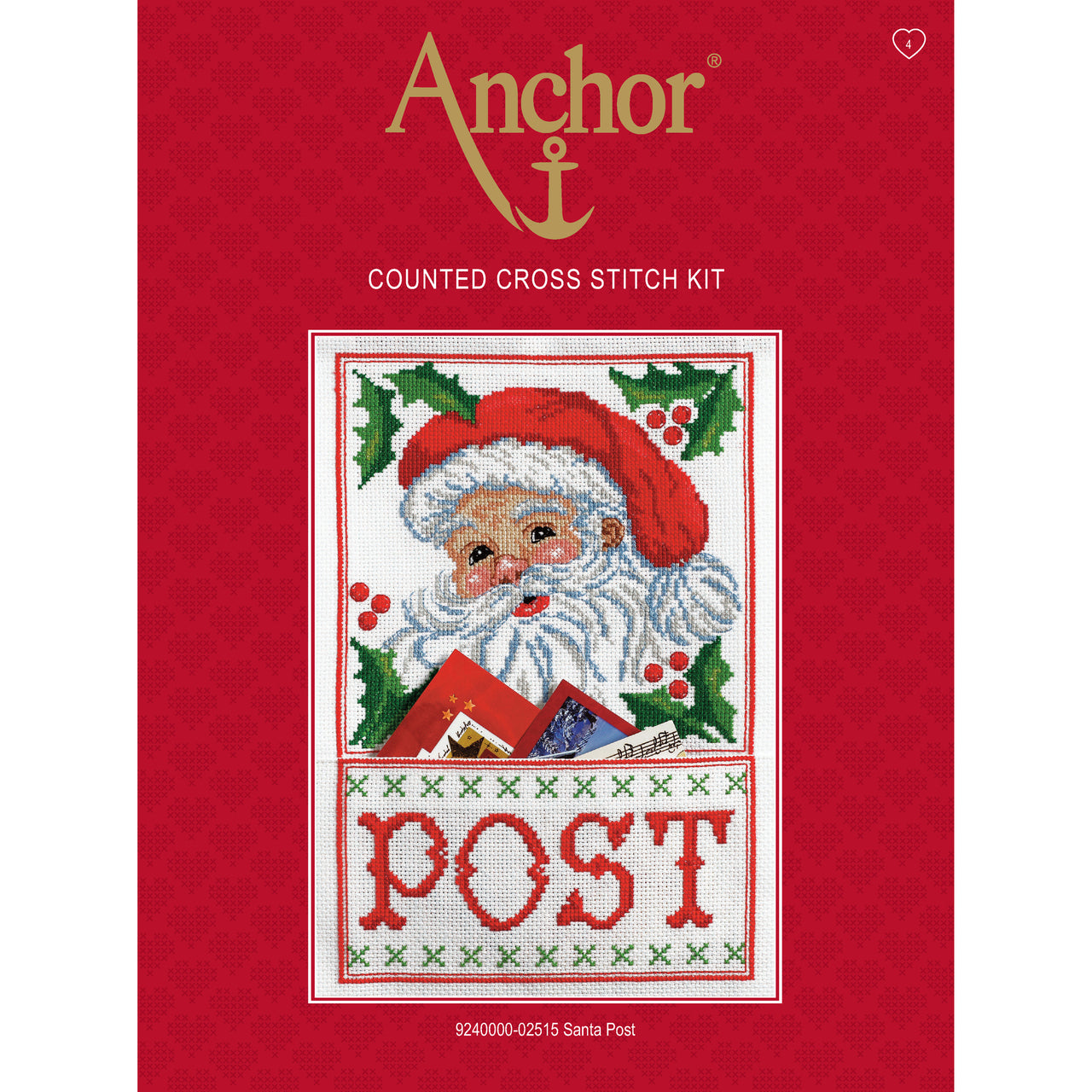 Anchor Santa Post Wall Hanging Cross Stitch Kit - 25cm x 37cm