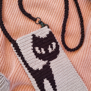 Mobile phone crossbody shoulder bag crochet pattern T25
