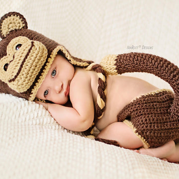 Chip the Monkey Baby Hat and Diaper Cover