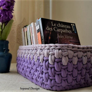 Zpagetti (t-shirt) yarn basket-  One Back Loop- Purple