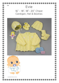 Evie baby knitting pattern matinee coat, bonnet, shoes/booties