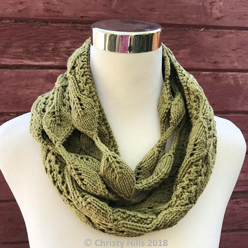 Leaves Strings Infinity Scarf (Leaf/Cotton/Infinity Scarf/Cowl Knitting Pattern)