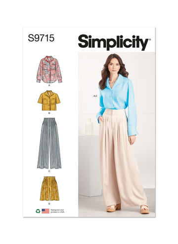 Simplicity Misses' Shirt, Pants and Shorts S9715 - Sewing Pattern