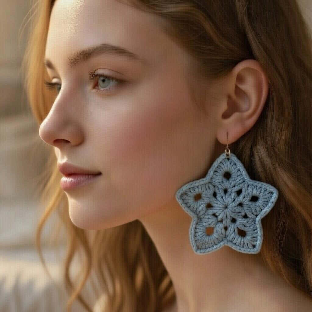 Crochet star earrings PDF + Video Tutorial