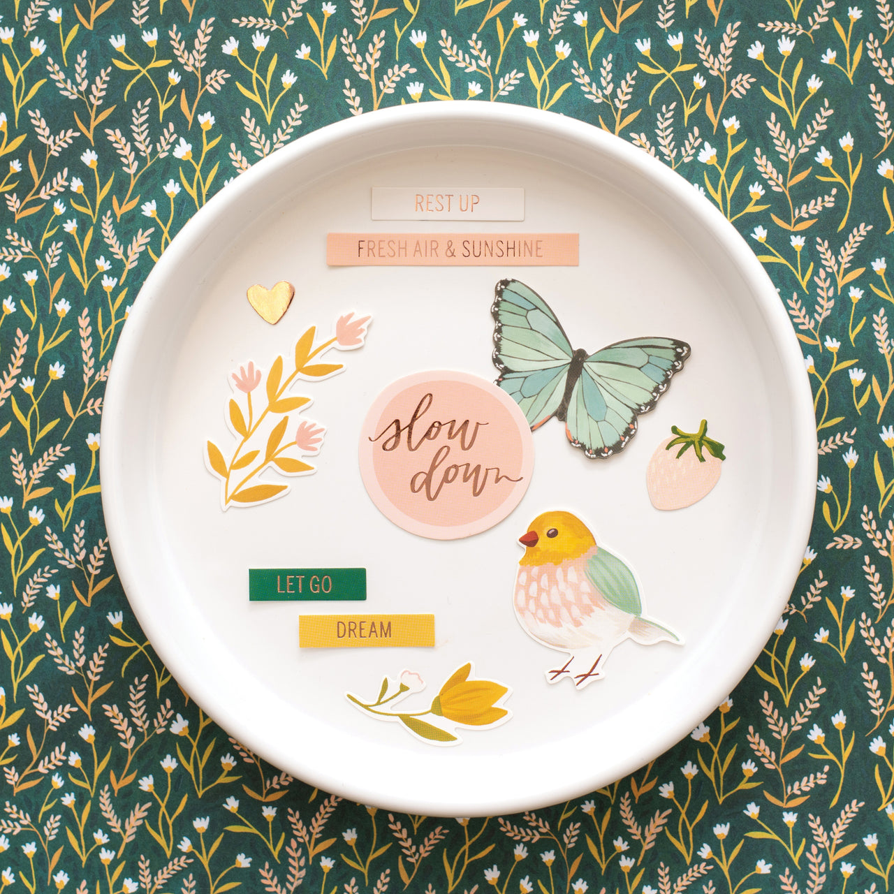 American Crafts One Canoe Two Willow Cardstock Stickers 76/Pkg - Accents & Phrase W/Copper Foil Accents
