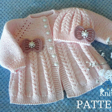Knitting PATTERN Baby Girl Outfit Baby Sweater and Hat