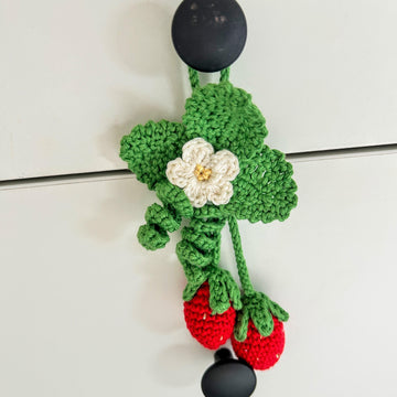 Crochet strawberry keyring