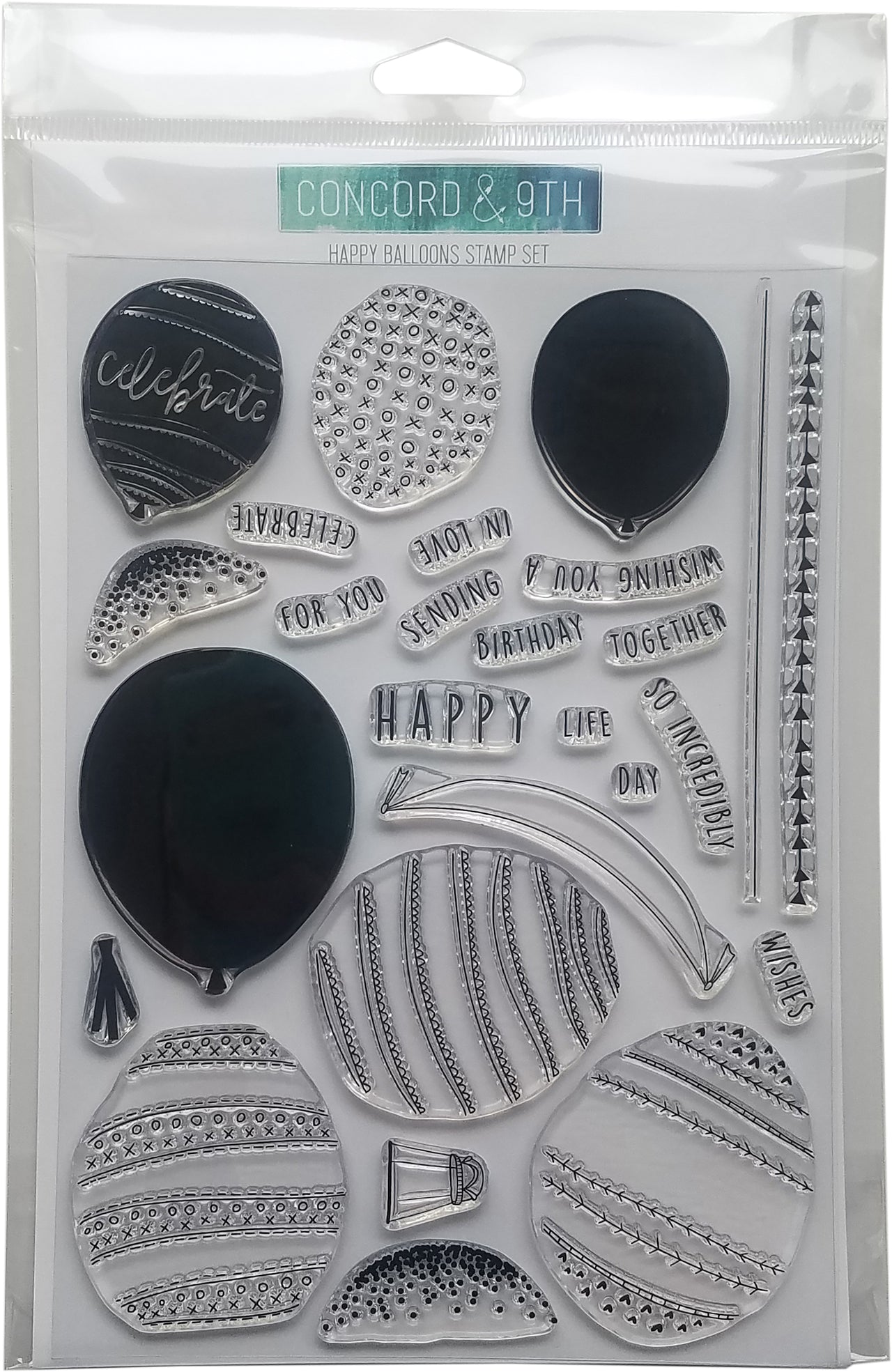 Concord & 9th Clear Stamps 6"X8" - Happy Balloons