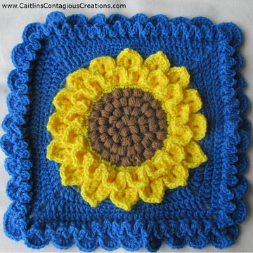 Crocodile Stitch Sunflower Square