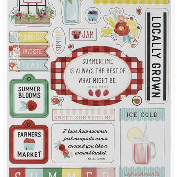 Echo Park Paper Summer Market Chipboard 6"X13" - Phrases, Summer Market