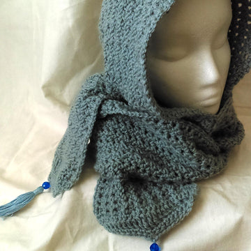 Frosty Hooded Scarf with Tassel