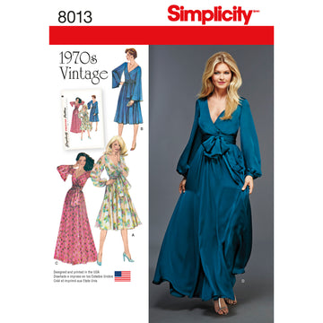 Simplicity Women's Vintage 1970's Dresses' 8013 - Sewing Pattern