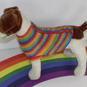 Small Dog Rainbow 4ply Back Button Up Coat