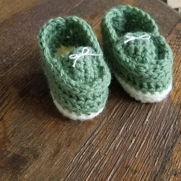 Baby moccasins worked flat