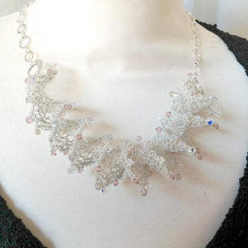 Crystal & Wire Spiral Necklace