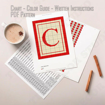 Letter C Blanket C2C Crochet PATTERN | Alphabet Stroller