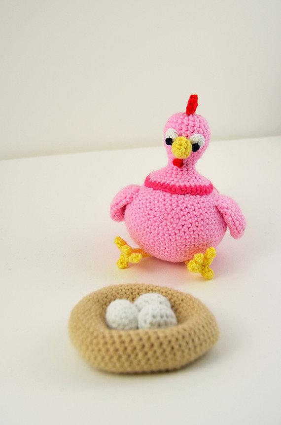 Hen Crochet Pattern, Chicken Crochet Pattern, Chicken Amigurumi, Chicks Amigurumi, Nest with Eggs Crochet Pattern